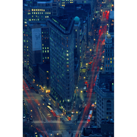 USA, New York City City, intersection, dusk